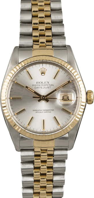 PreOwned Rolex Datejust 16013 Silver Dial Two Tone Jubilee