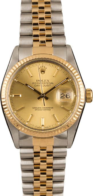 Used Rolex Datejust 16013 Champagne Dial Two Tone Watch T
