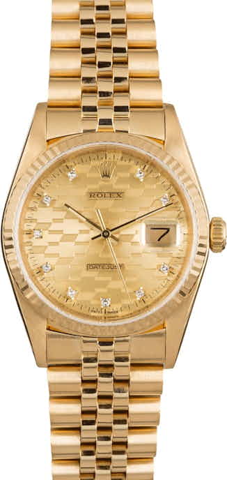 Rolex Datejust 16018 Yellow Gold Chevy Diamond Dial