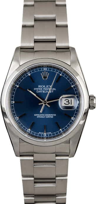 Rolex Datejust 16200 Blue Index Dial