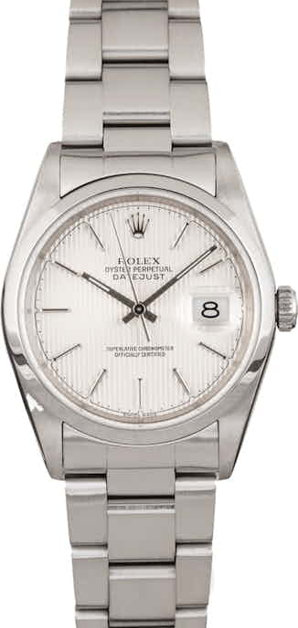 Rolex Datejust 16200 Silver Tapestry Dial