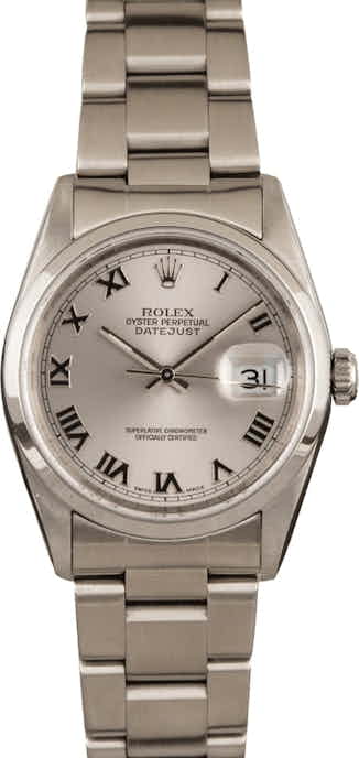 Used Rolex Datejust 16200 Rhodium Roman Dial