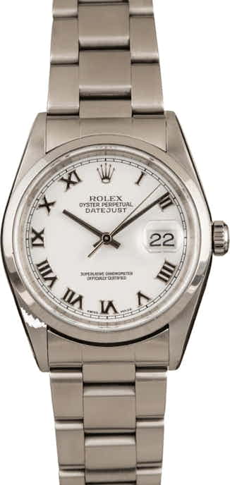 Used Rolex Datejust 16200 White Roman Dial
