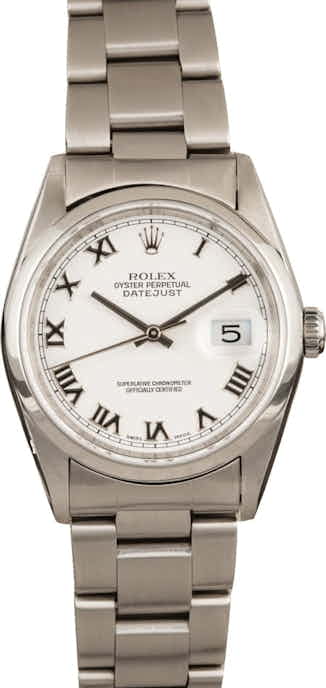 Pre-Owned Rolex Datejust 16200 White Roman Dial