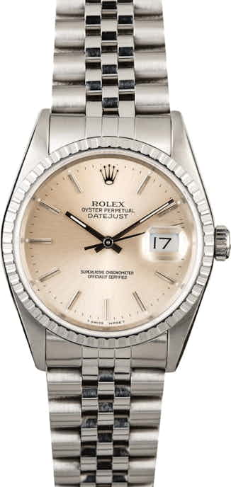 Men's Used Rolex Datejust 16220 Silver Index Dial