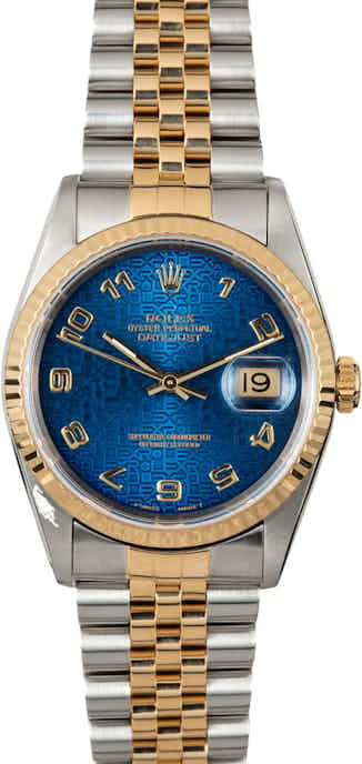 Datejust Rolex 16233 Blue Arabic Dial