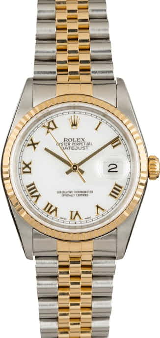 Pre Owned Rolex Datejust 16233 White Roman Dial