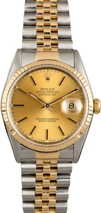 Used Rolex Datejust 16233 Two Tone Band Champagne Dial