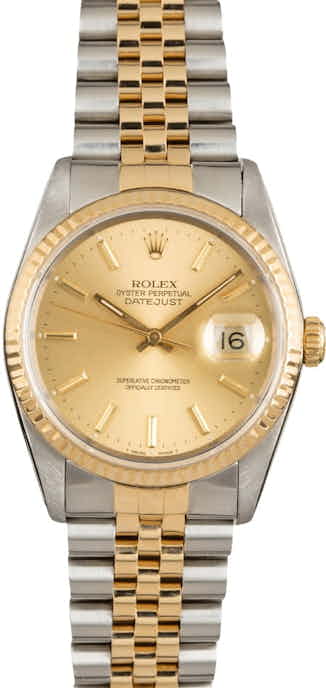 Used Rolex Datejust 16233 Champagne Index Dial