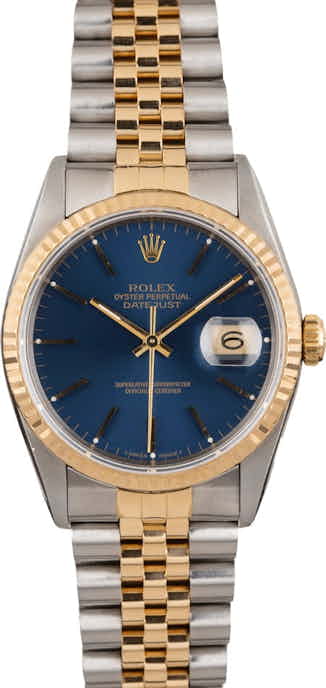 PreOwned Rolex Datejust Two Tone 16233 Blue Dial