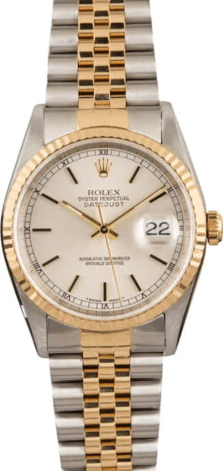 Pre Owned Rolex Datejust 16233 Silver Index Dial