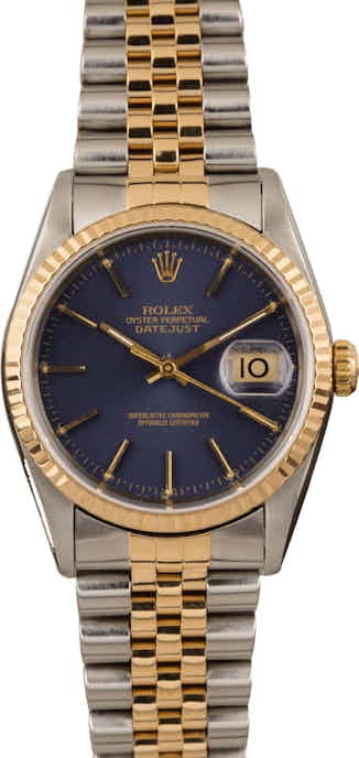 Pre-Owned Rolex Datejust Two Tone 16233 Blue Dial