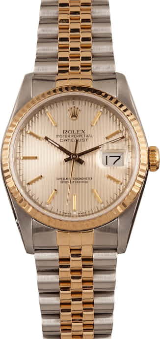 Used Rolex Datejust 16233 Silver Tapestry