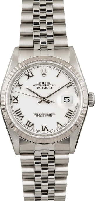Pre Owned Rolex Datejust 16234 White Roman Dial