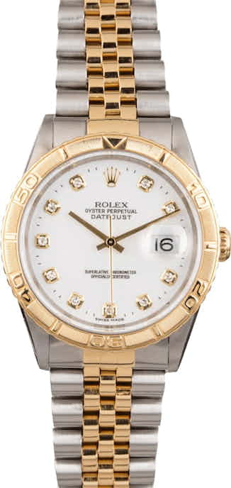 Used Rolex Datejust Turn-O-Graph Diamond Dial 16263 Two Tone