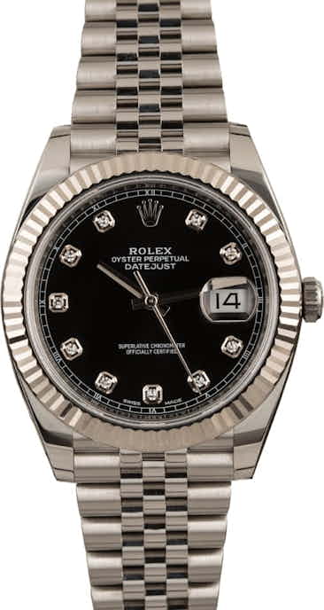 Pre Owned Rolex Datejust 41 Ref 126334 Black Diamond Dial
