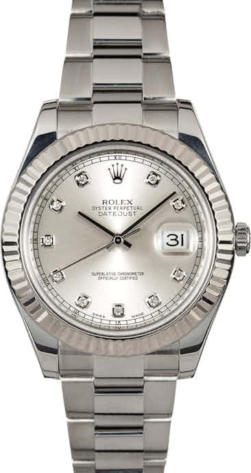 Rolex Datejust II Ref. 116334 Silver Diamond Dial