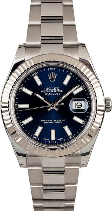PreOwned Rolex Datejust II Ref 116334 Blue Index Dial