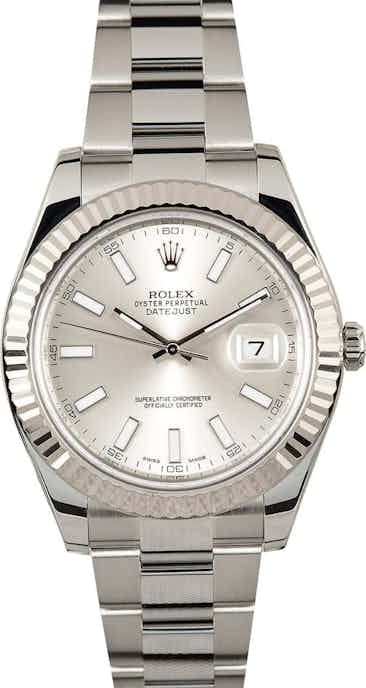 Pre Owned Rolex Datejust II Silver Dial 116334