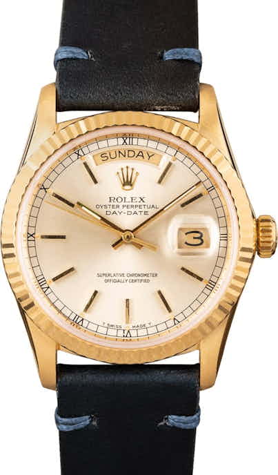 Pre Owned Rolex Day-Date 18038 Leather Bracelet