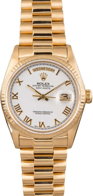 Rolex Day-Date 18038 White Roman Dial