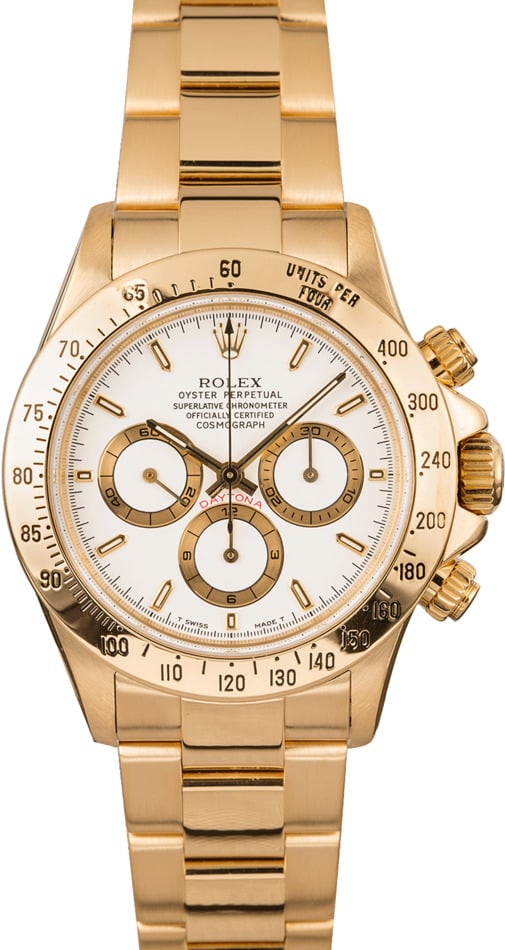 18K Yellow Gold Rolex Daytona White Dial for Sale Bob s Watches