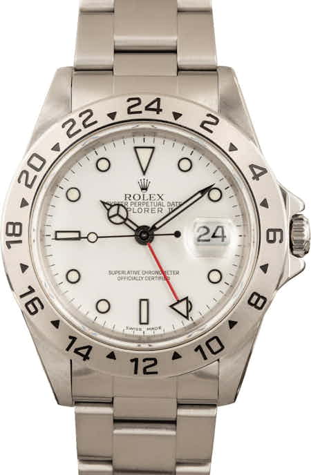 PreOwned Rolex Explorer II Ref 16570 White Dial Stainless Steel