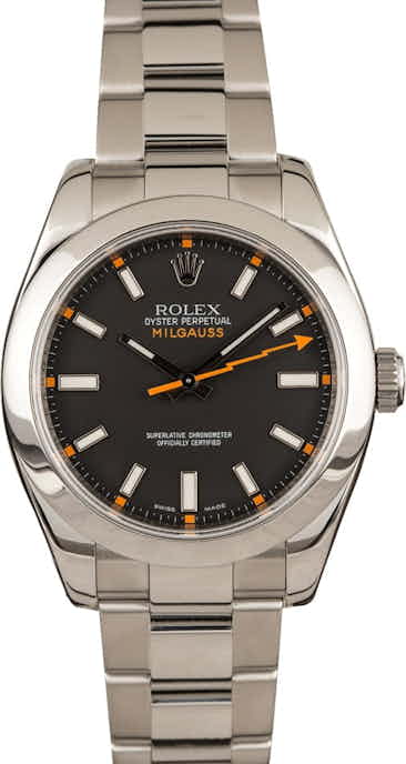Used Rolex Steel Milgauss 116400 Black Dial