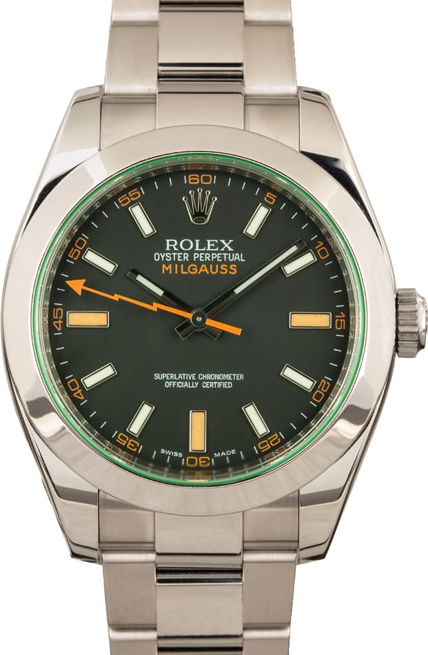 Men s Rolex Milgauss 116400 Black Luminescent Dial Sku 148620 x