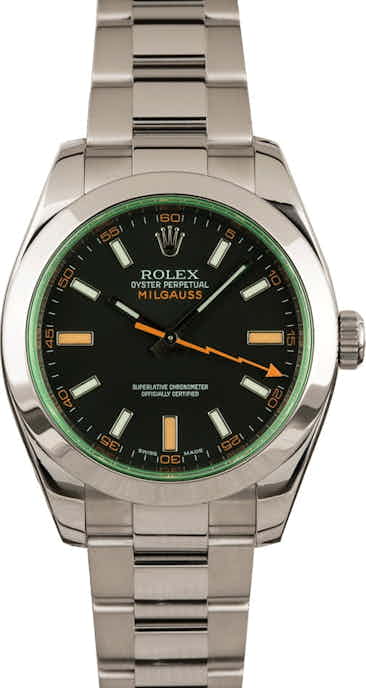 Used Black Dial Rolex Milgauss 116400V w/ Green Crystal T