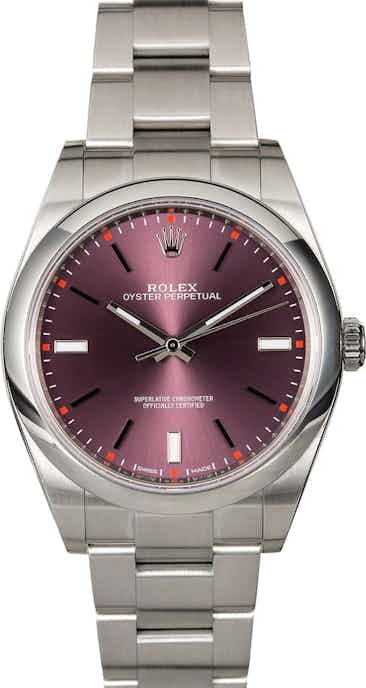 PreOwned Rolex Oyster Perpetual 114300 Red Grape Dial