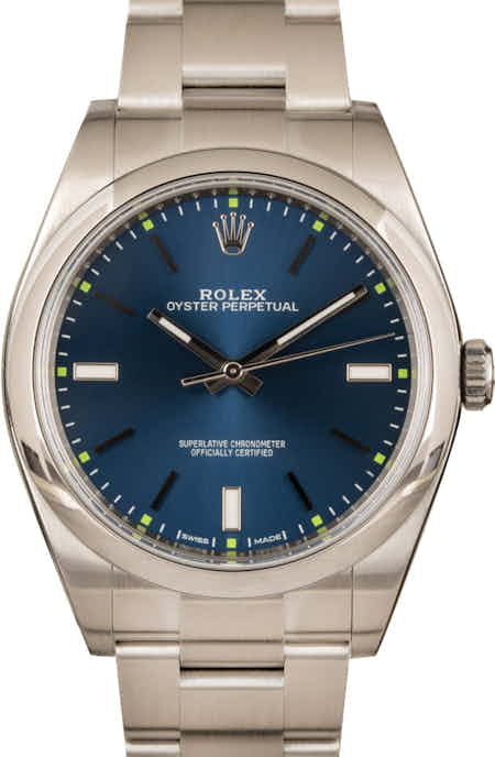 Pre Owned Blue Dial Rolex Oyster Perpetual 114300