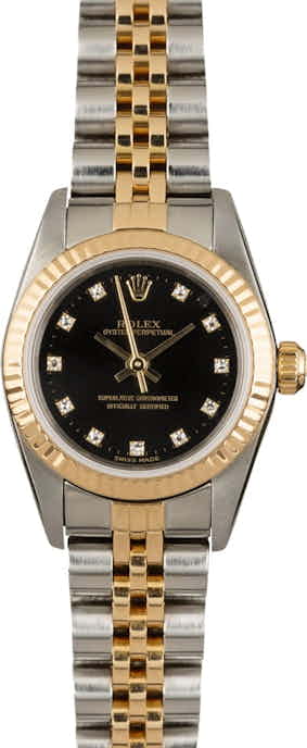 PreOwned Rolex Oyster Perpetual 76193 Black Diamond Dial