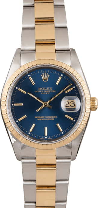 Rolex Oyster Perpetual Date 15223 Blue Index Dial