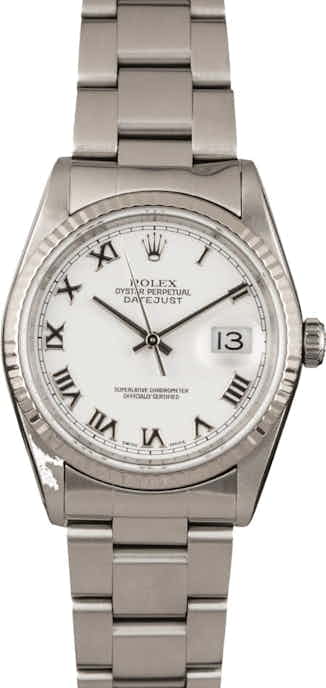PreOwned Rolex Steel Datejust 16234 White Roman Dial
