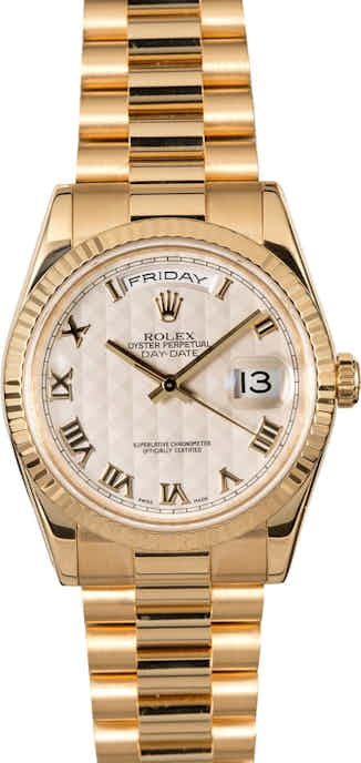 PreOwned Rolex President 118238 Ivory Pyramid Roman Dial