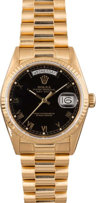 Used Rolex 18038 Day-Date Black Roman Dial