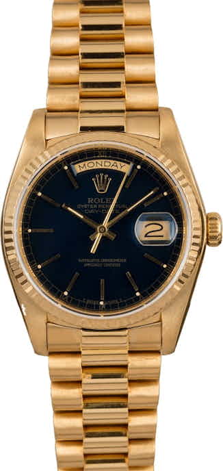 Pre-Owned Rolex Day-Date 18038 Blue Dial