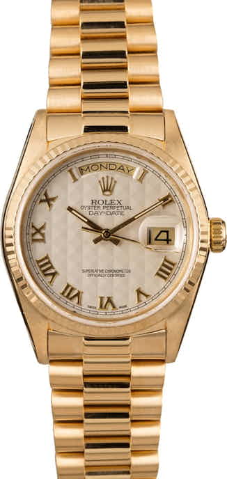Used Rolex President 18038 Silver Pyramid Dial