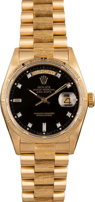 Pre Owned Rolex President 18078 Bark Finish Diamond Dial