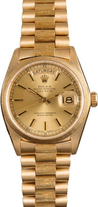 Pre-Owned Rolex President 18078 Bark Finish Watch