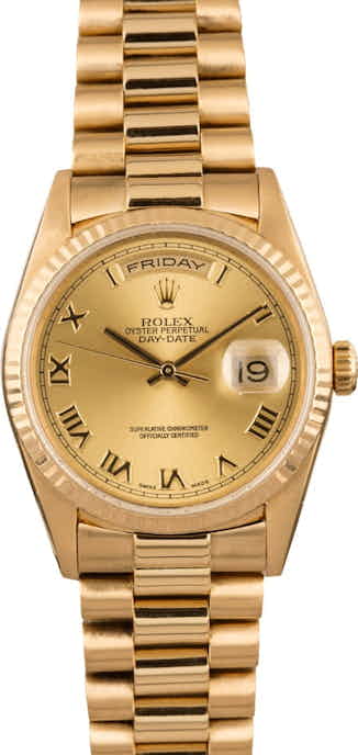 Pre Owned Rolex Gold President 18238 Roman Dial