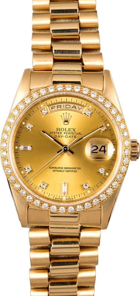 Rolex Day Date 18348 Diamond Bezel President