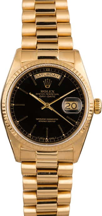 Pre-Owned Rolex President 18038 Black Dial