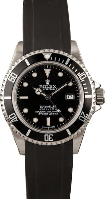 Pre-Owned Rolex Sea-Dweller 16600T Black Rubber Strap