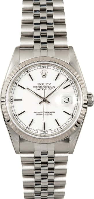 Rolex Steel Datejust 16234 White Dial