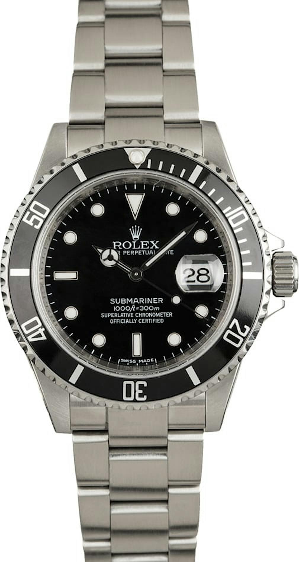 Pre-Owned Rolex Submariner 16610 with Serial Engraved Rehaut