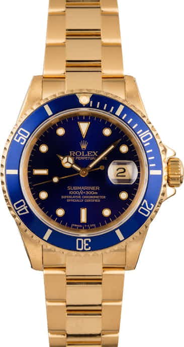 Pre Owned Rolex Submariner 16618 Blue Dial