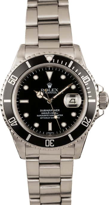 Pre Owned Rolex Submariner 168000 Black Dial T