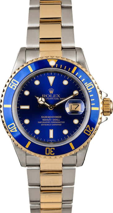 Rolex Submariner 16803 Blue Dial Two Tone Watch